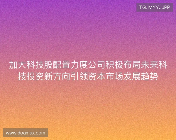 加大科技股配置力度公司积极布局未来科技投资新方向引领资本市场发展趋势