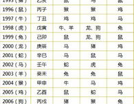 12生肖年份